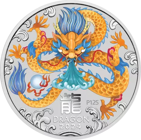 2oz (62,20g) | Moneda Argint Lunar III Dragon Color | 2024 | puritate 999.9/1000