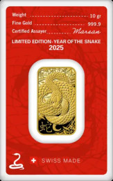 10g | Lingou Aur Argor-Heraeus Year Of Snake | 2025 | puritate 999.9/1000