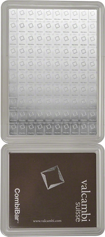 100 X 1g | Lingou Argint Valcambi | CombiBar® | puritate 999/1000