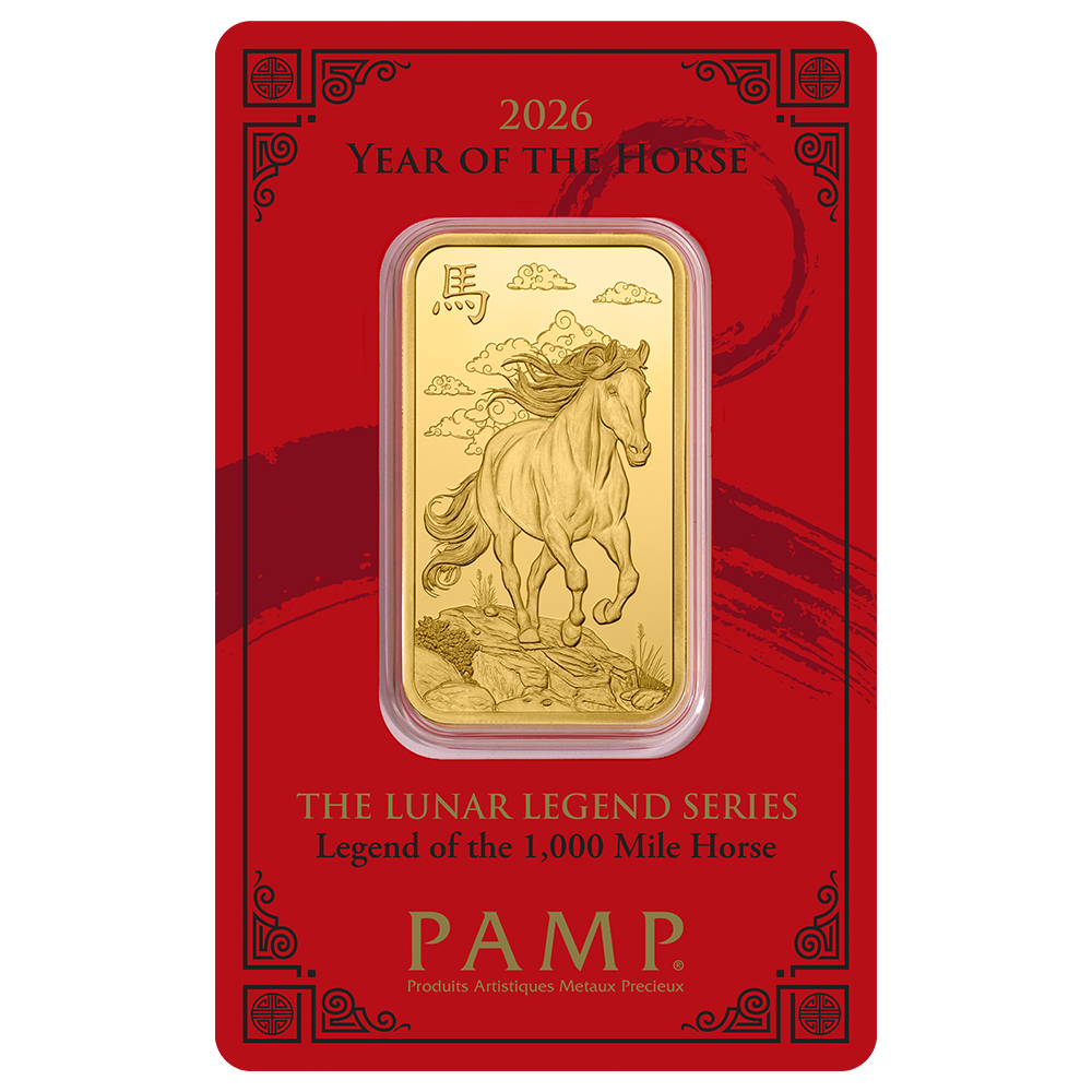 1oz (31,10g) | Lingou Aur PAMP | Anul Calului | Year of the Horse | 2026 | puritate 999.9/1000